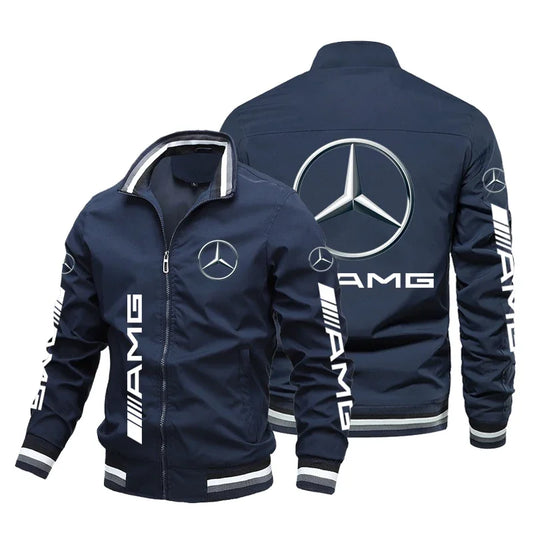 Herre Mercedes-Benz-jakke Luksusbil-logotryk Motorcykeljakke Overdimensioneret Sport Racing Team-jakke Mercedes-Benz Herretøj