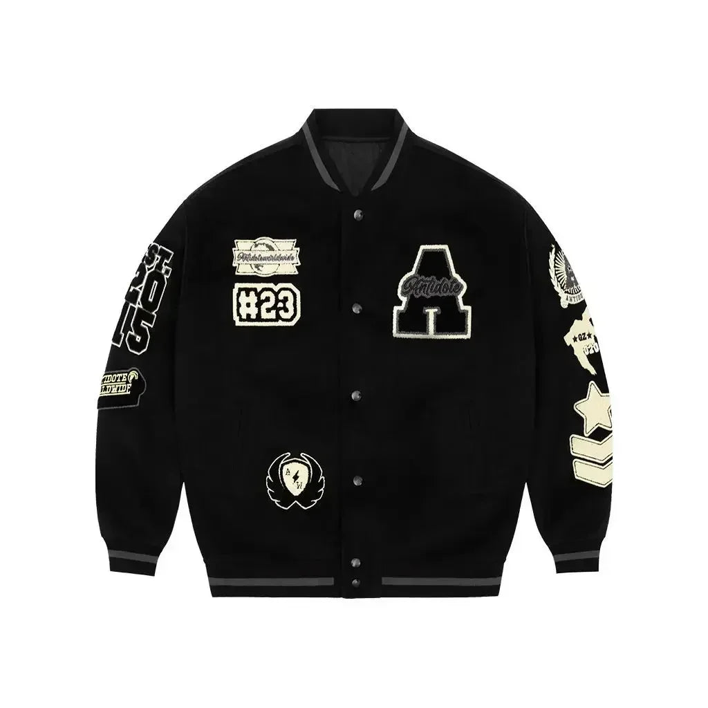 American heavy industry patchwork embroidered baseball uniform Y2K retro spring and autumn high-end men's and women's jackets