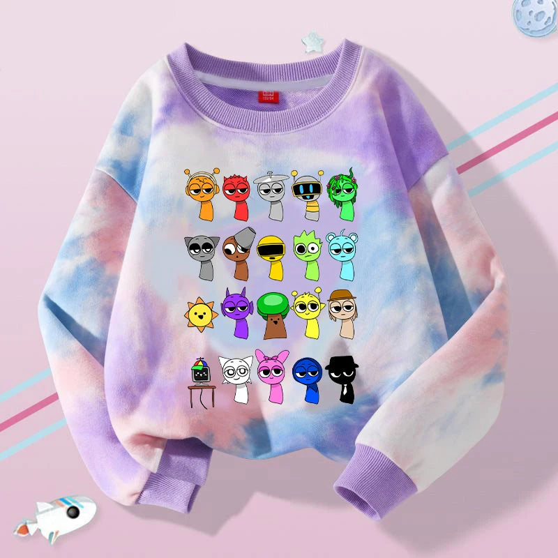 New Sprunki Kids Sweatshirt Cartoon Game Figure Printed Tops Boys Winter Casual Sports Sweatshirts 2024 Autumn Children Clothing