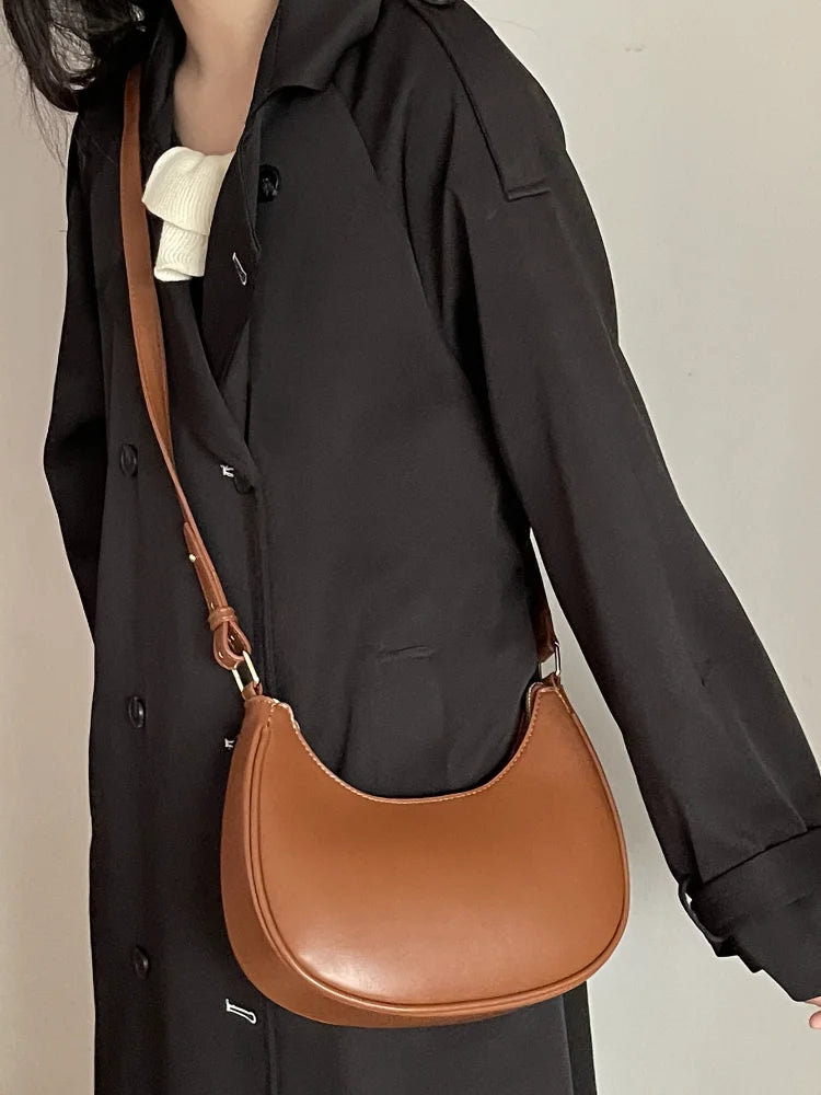 New Fashion Solid Color Shoulder Bags Simple Leather Crossbody Bags Luxury Women's Handbags Female Handheld Underarm Hobo Bags