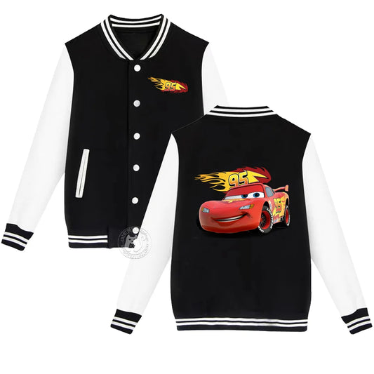 Kids 2-14 years old Fall/Winter Baseball uniform Flash McQueen 95 Racing Print Teen Girls Boys Outdoor padded warm coat