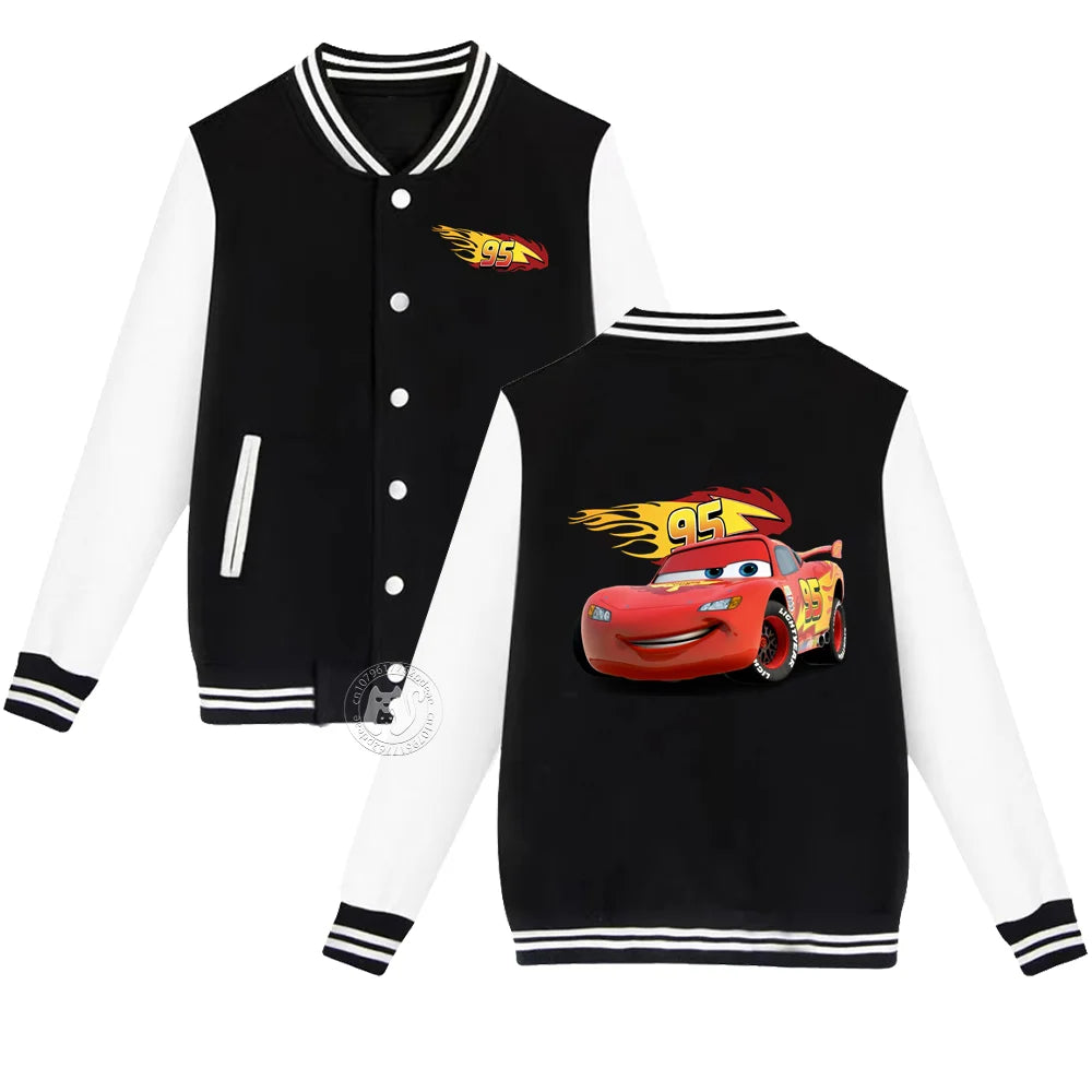 Kids 2-14 years old Fall/Winter Baseball uniform Flash McQueen 95 Racing Print Teen Girls Boys Outdoor padded warm coat