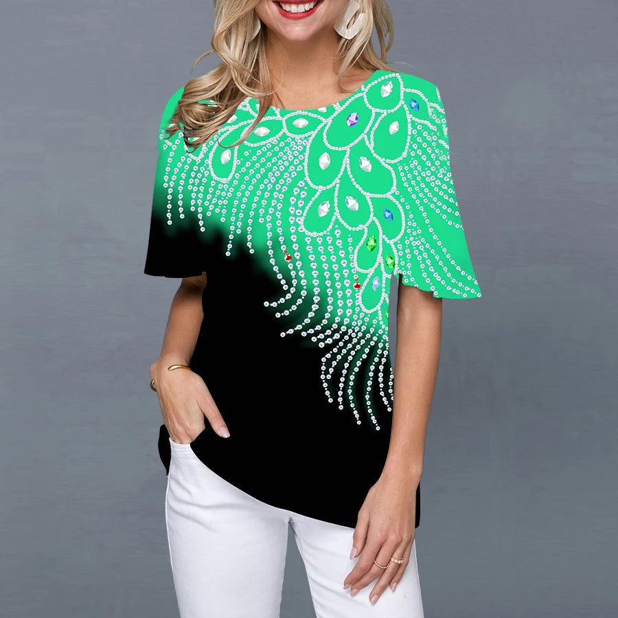 Summer Women's T-shirts Fashion 3d Print Short Sleeve