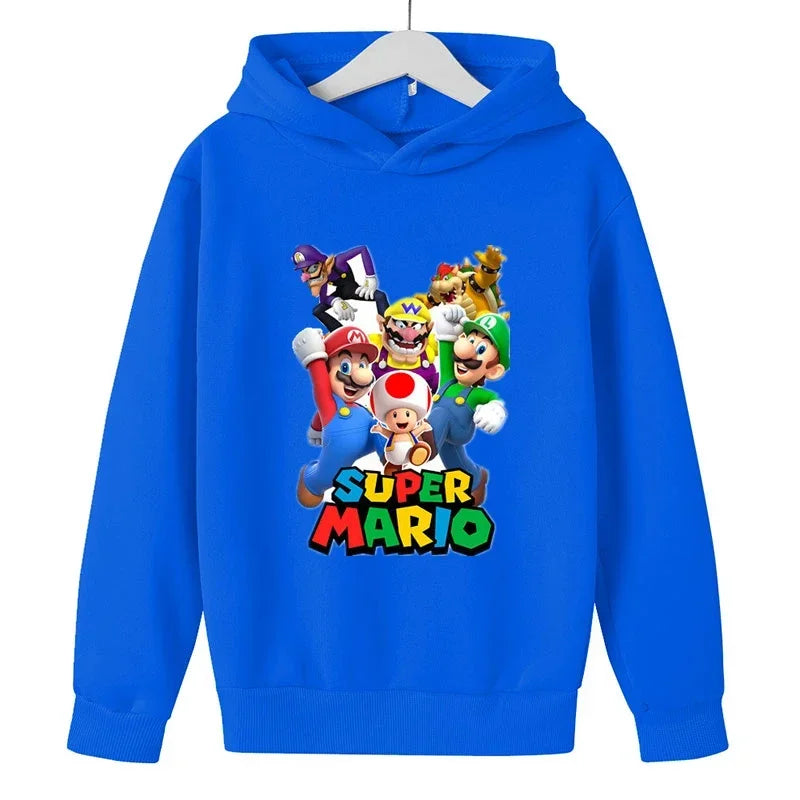 Girls Game Mario bros Hoodies Kids Baby Child Cartoon Tops Spring Children Long Sleeve Print Sweatshirt Autumn Boys Pullovers