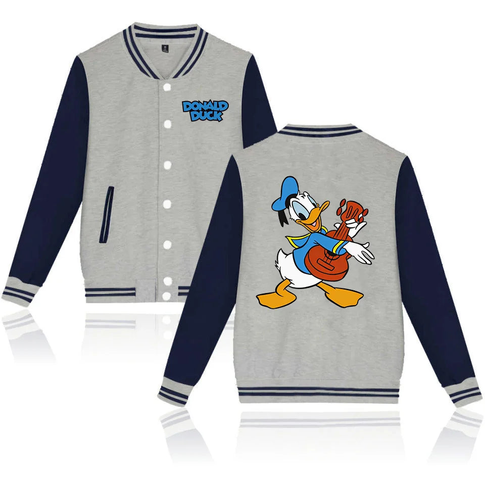 Donald Duck Bomber Jacket Women Men Autumn Baseball Jacket Coat Cartoon Kid Streetwear Harajuku Bomber College Jacket