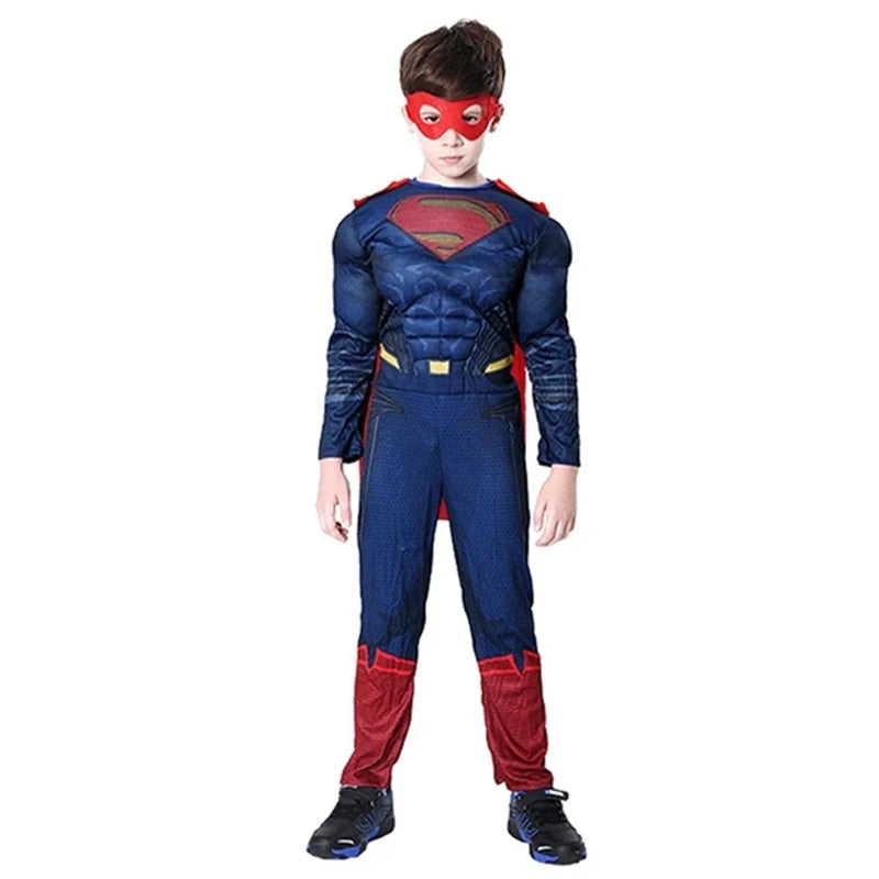 Superhero Spider Man Captain America Iron Man Thor Hulk Cosplay Costume Muscle Bodysuit Jumpsuit for Kids Halloween Party