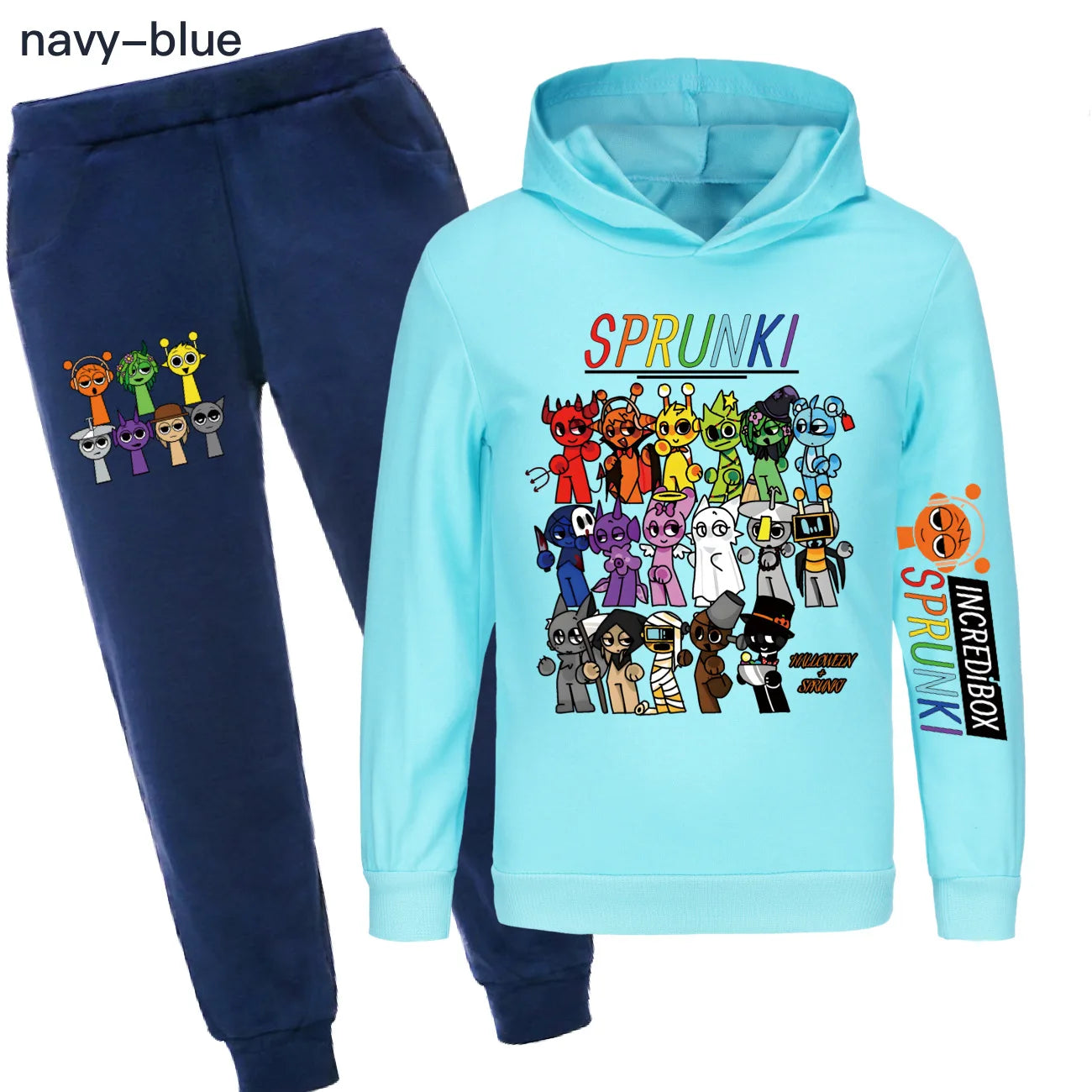 Sprunki Clothes Kids Game Cartoon Incredibox Jumper Boys Fashion Long Sleeve Sweatshirts+ Pants 2pcs Suits Toddler Girls Outfits