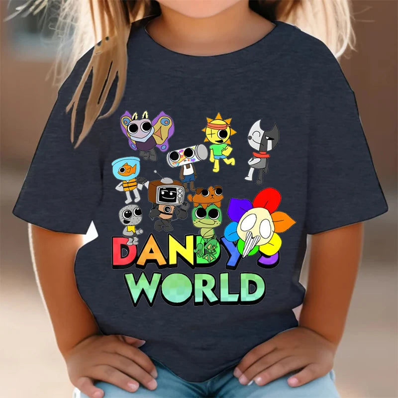 Dandy's World Print T Shirt For Kids Boy 2025 New Fashion Dandys World Anime Short Sleeve Tshirt Y2k Tops Toddler Girls Clothes