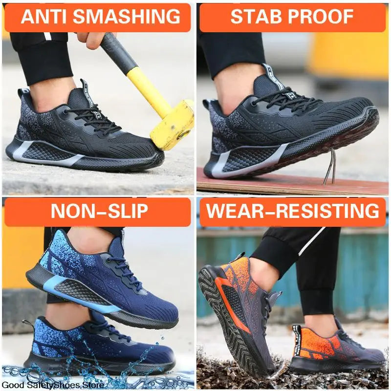 Indestructible Work Sneakers Men Women Safety Shoes Breathable Steel Toe Work Shoes Men Indestructible Construction Shoes Light