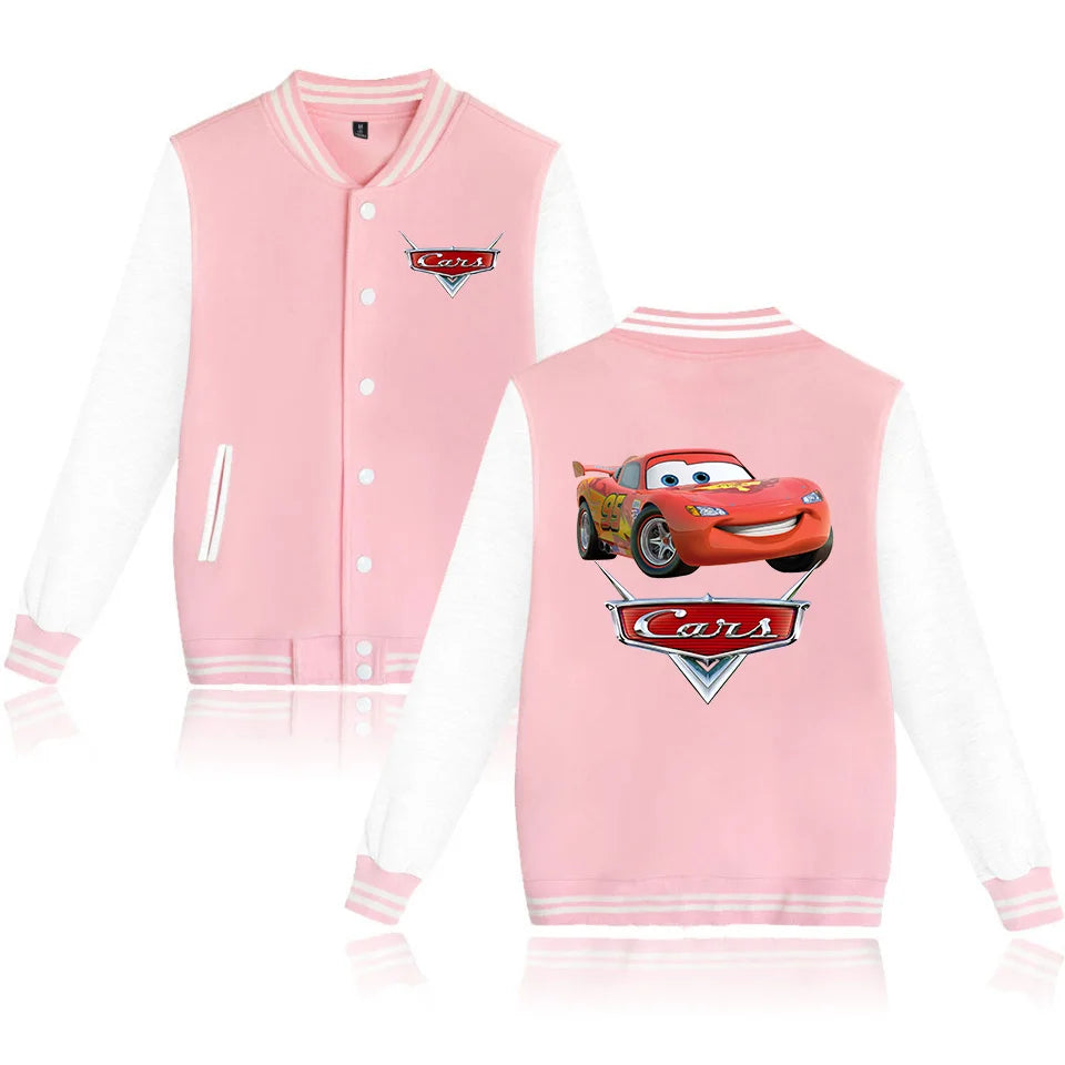 Pixar Cars Lightning McQueen Baseball Jacket Men Women Hip Hop Harajuku Jackets Streetwear Kids Boys Girls College Coats