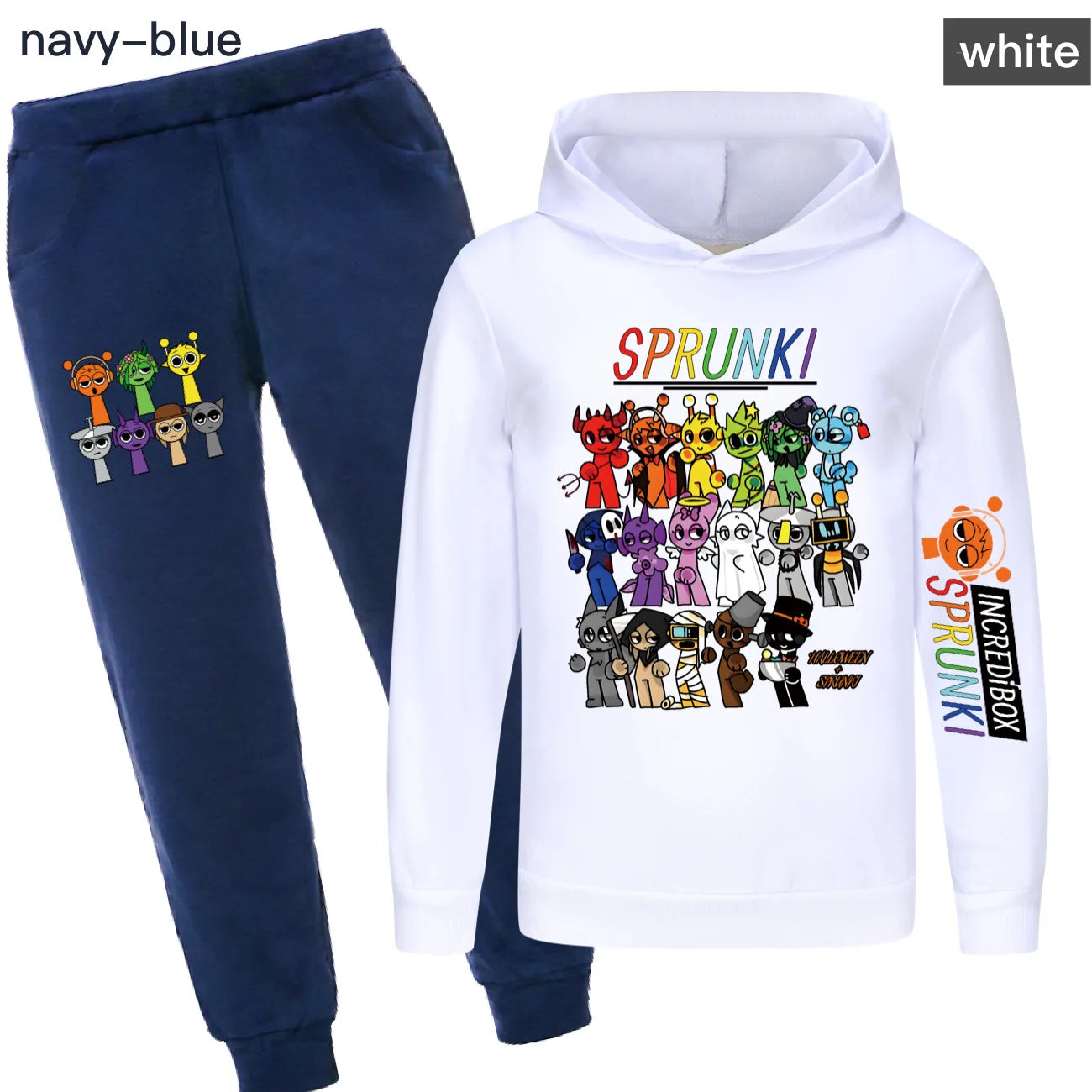 Sprunki Clothes Kids Game Cartoon Incredibox Jumper Boys Fashion Long Sleeve Sweatshirts+ Pants 2pcs Suits Toddler Girls Outfits