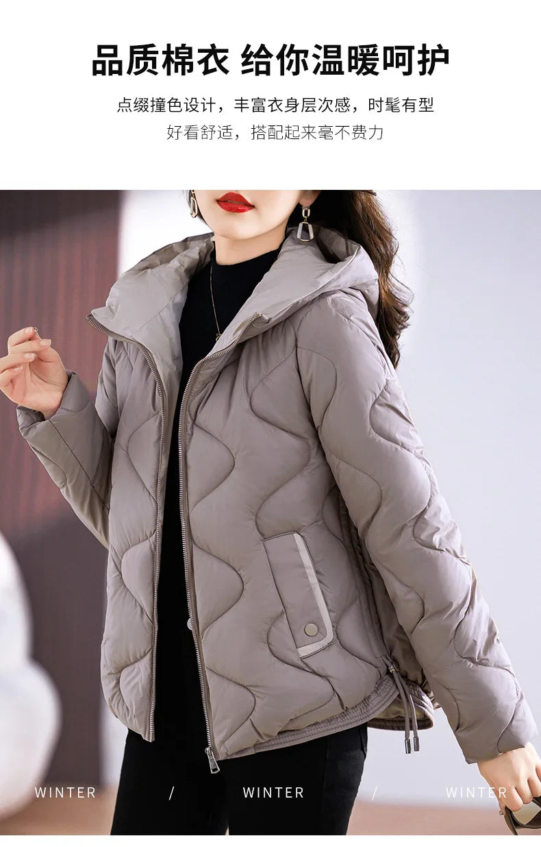 Winter Jacket Women 2023 New Outerwear Korean Clothes Women Coat Hooded Cotton Parkas Harajuku Ladies Quilted Coat Streetwear