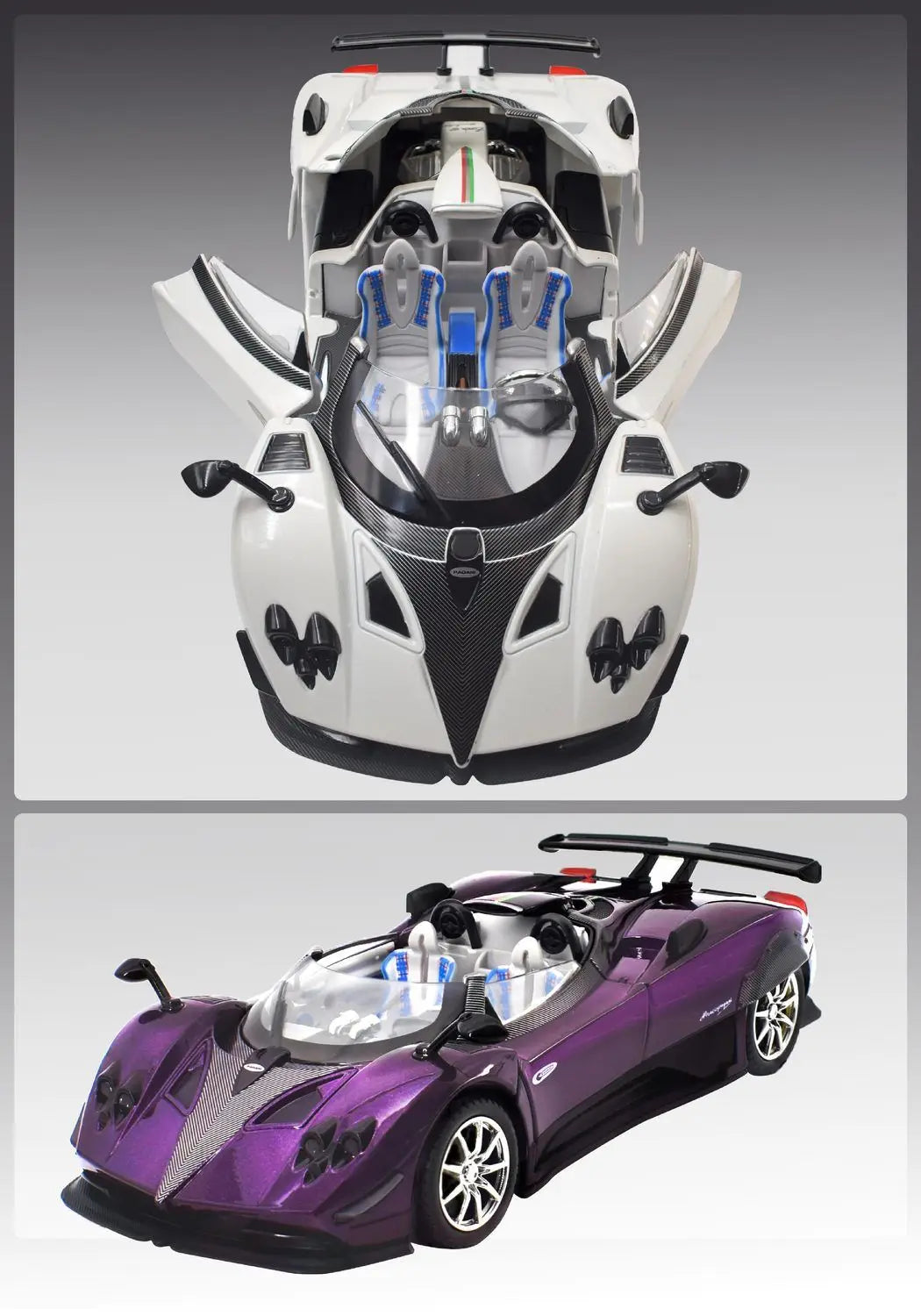 1:24 Pagani Zonda HP Barchetta Supercar Alloy Car Model Sound and Light Pull Back Children's Toy Collectibles Birthday gift