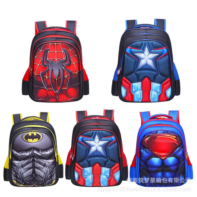 Superman Batman Spider Man Backpack Children Captain America Kindergarten School Bag For Boys Anit-lost Infantil Schoolbag Gift