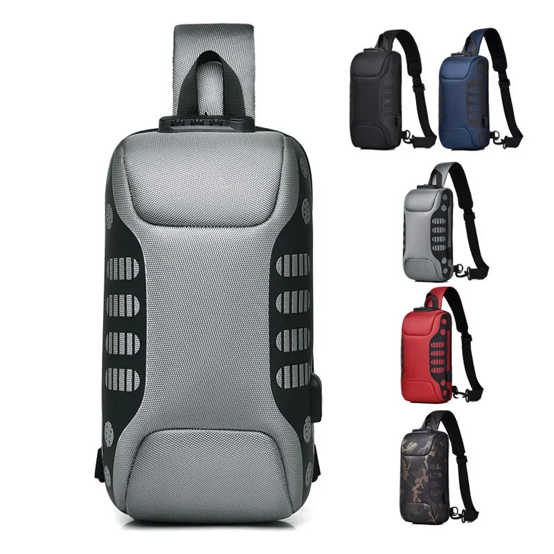 2024 New Fashion Men Chest Anti-theft side for men Shoulder Waterproof sling bag USB charging Crossbody Bag