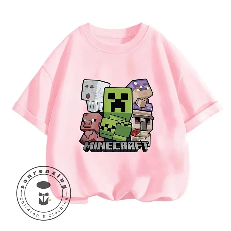 Minecraft New Summer Kids Clothes For Children Kawaii Cartoon Printed Baby Tops Cute Boys Girls Short Sleeves T-shirts