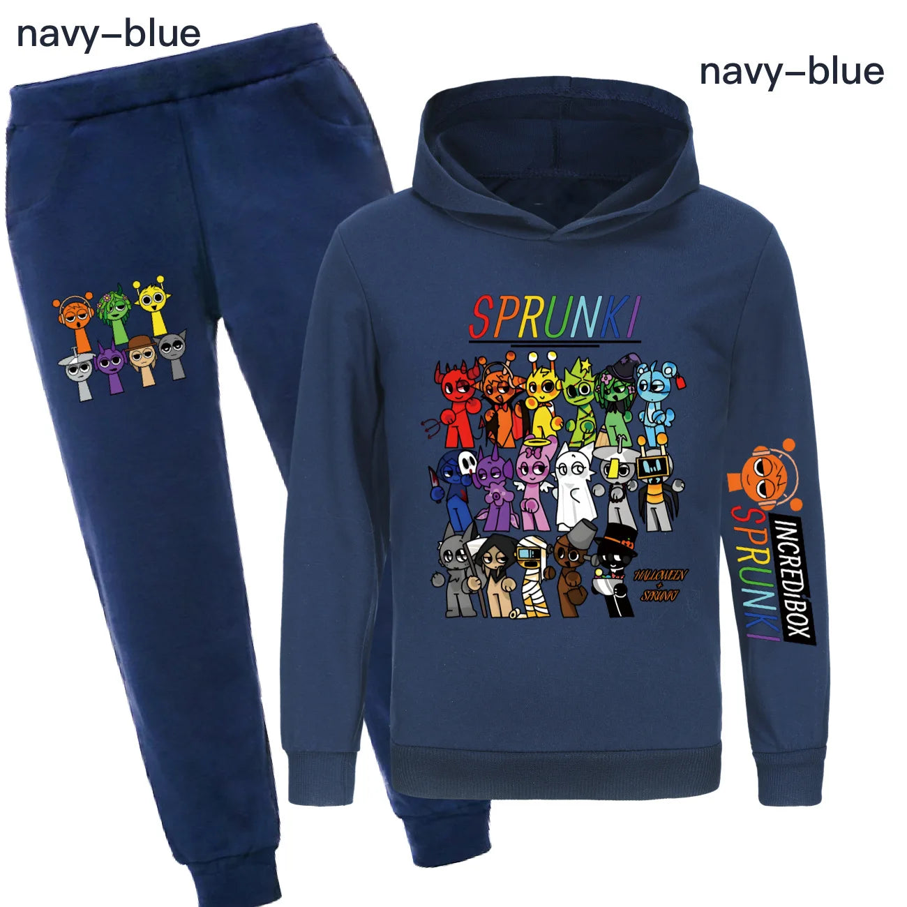 Sprunki Clothes Kids Game Cartoon Incredibox Jumper Boys Fashion Long Sleeve Sweatshirts+ Pants 2pcs Suits Toddler Girls Outfits