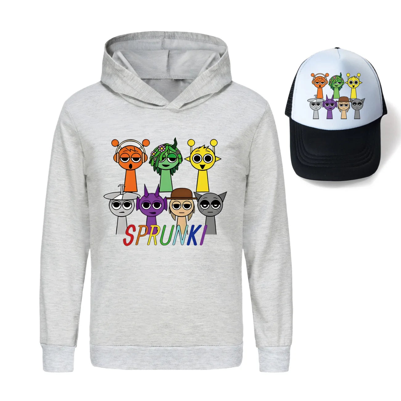 Sprunki Incredibox  Game  Tag Clothes Kids Hooded Sweater Shirt Hat Boys Cotton Girls Fashion Clothes Toddler Long Sleeve Tops