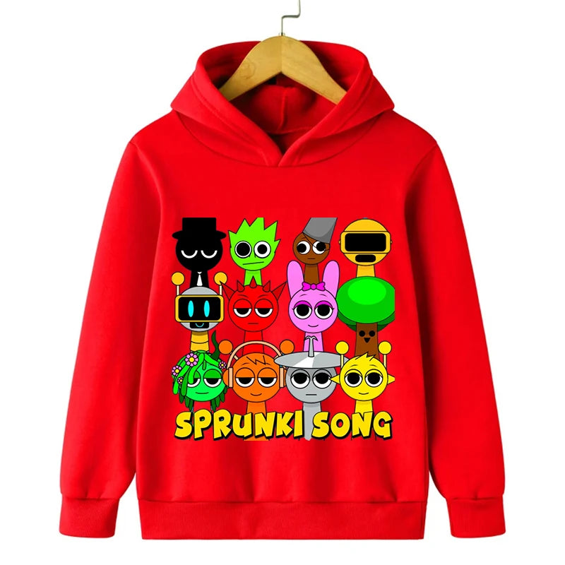 Sprunki Cartoon Game Hoodie for Boys Girls Autumn Long Sleeve Harajuku Sweatshirts Casual Hooded Tops Anime Hoodie Kids Clothes