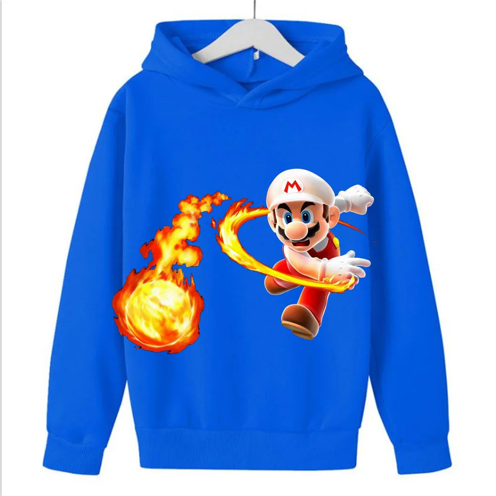 New Super Mario Peach Princess Boys Hoodies Kids Boys Clothes Children's Clothing Tops Baby Long Sleeve Boy Hoodies 3-14 Years