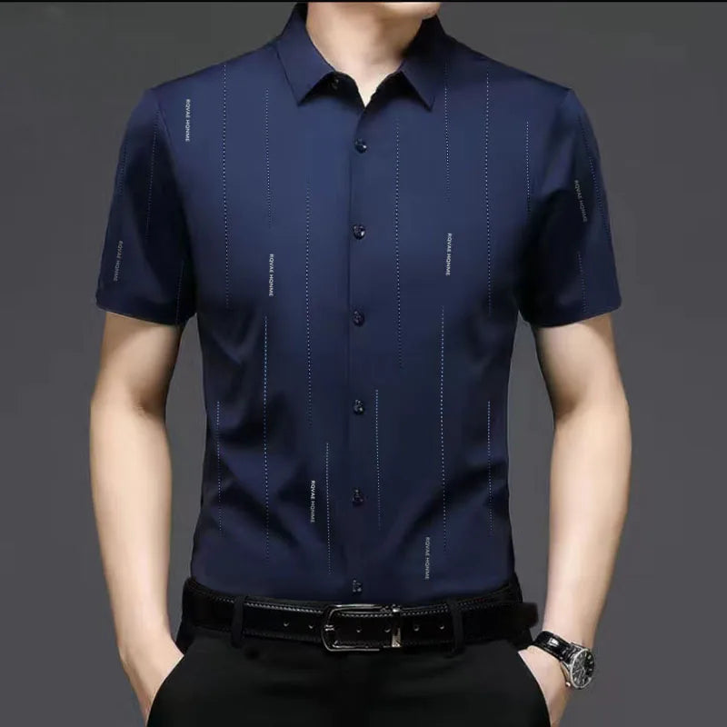 Summer Male Clothes All-match Single-breasted Polo-Neck Shirt