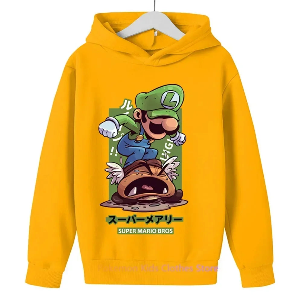 Spil Super Mario bros Hættetrøje til børn Overdele Langærmede Drenge Tøj Piger Baby tegneserie Børn Mode Forår Efterår Sweatshirt