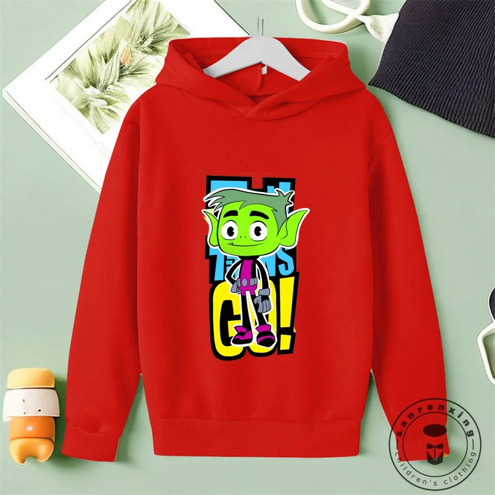 Marvel Teen Titans Go Kids Hoodie Kids Girls Clothing Fashionable Baby Boy Clothes Autumn Warm Sports Tops Back to School Gift