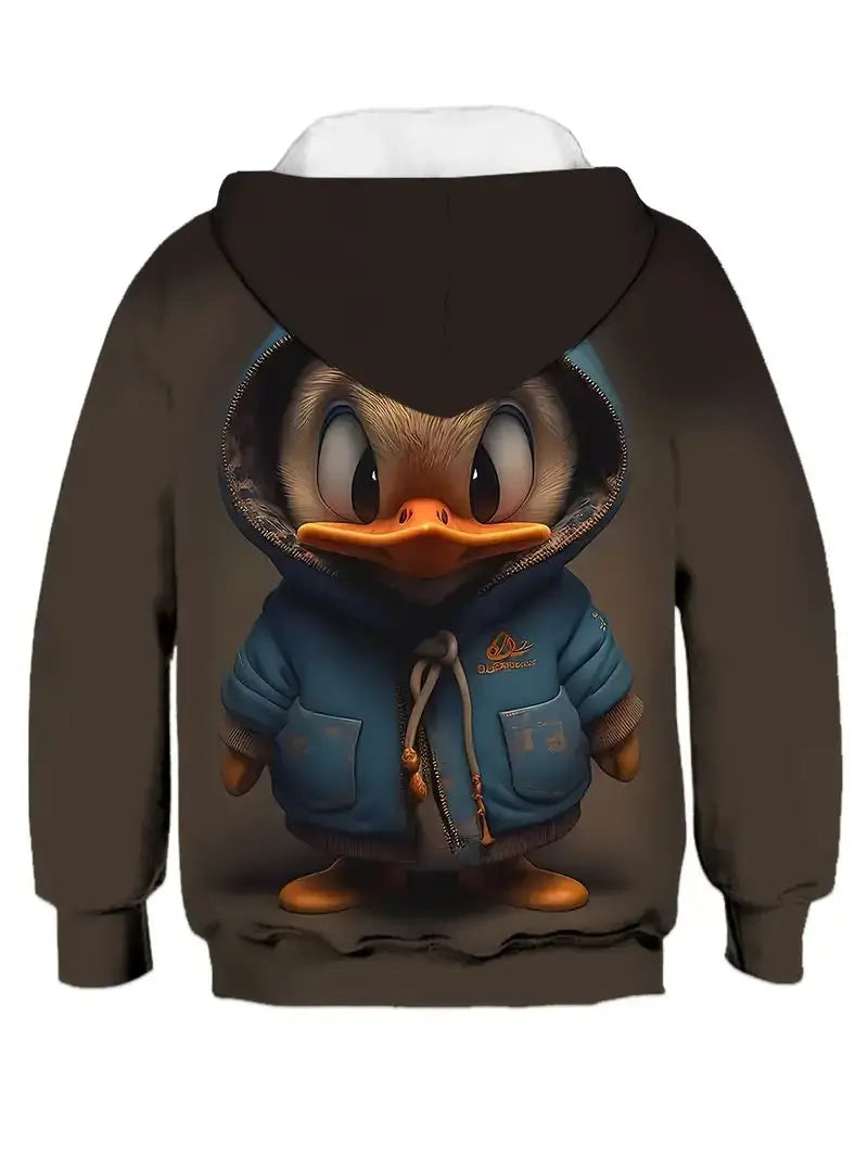 Autumn Hot Selling Donald Duck  Simulation Printed Childrens Pullover Top Cute Cartoon Fashion Classic Hoodie For Boys and Girls