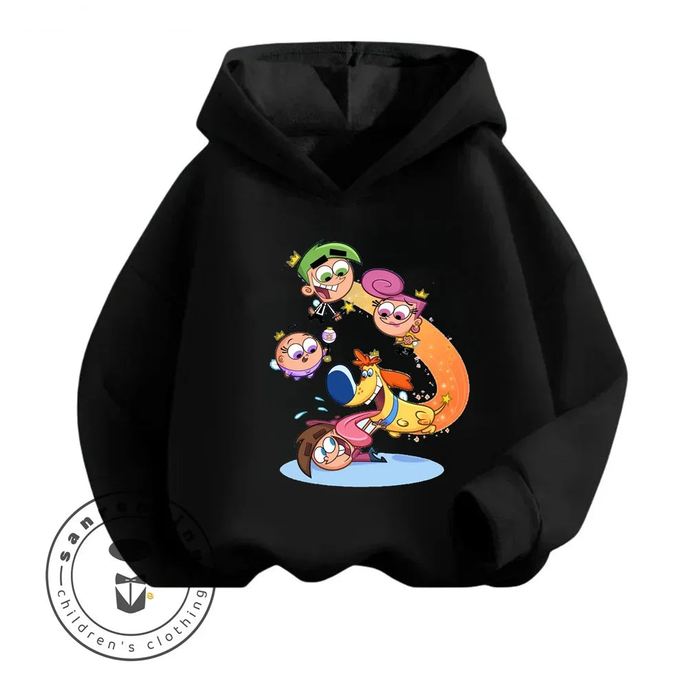 Cartoon The Fairly OddParents Baby Girl Boy Long Sleeve Pullover Sports Boy Girl Autumn Winter Children's Sweatshirt 1-16Y