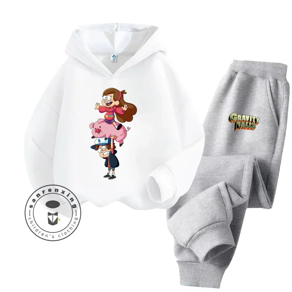 2024 Hot Gravity Falls cute Cheap Hip-Hop Kids sports set Kawaii animation boys and girls children sweatshirt sweatpants set