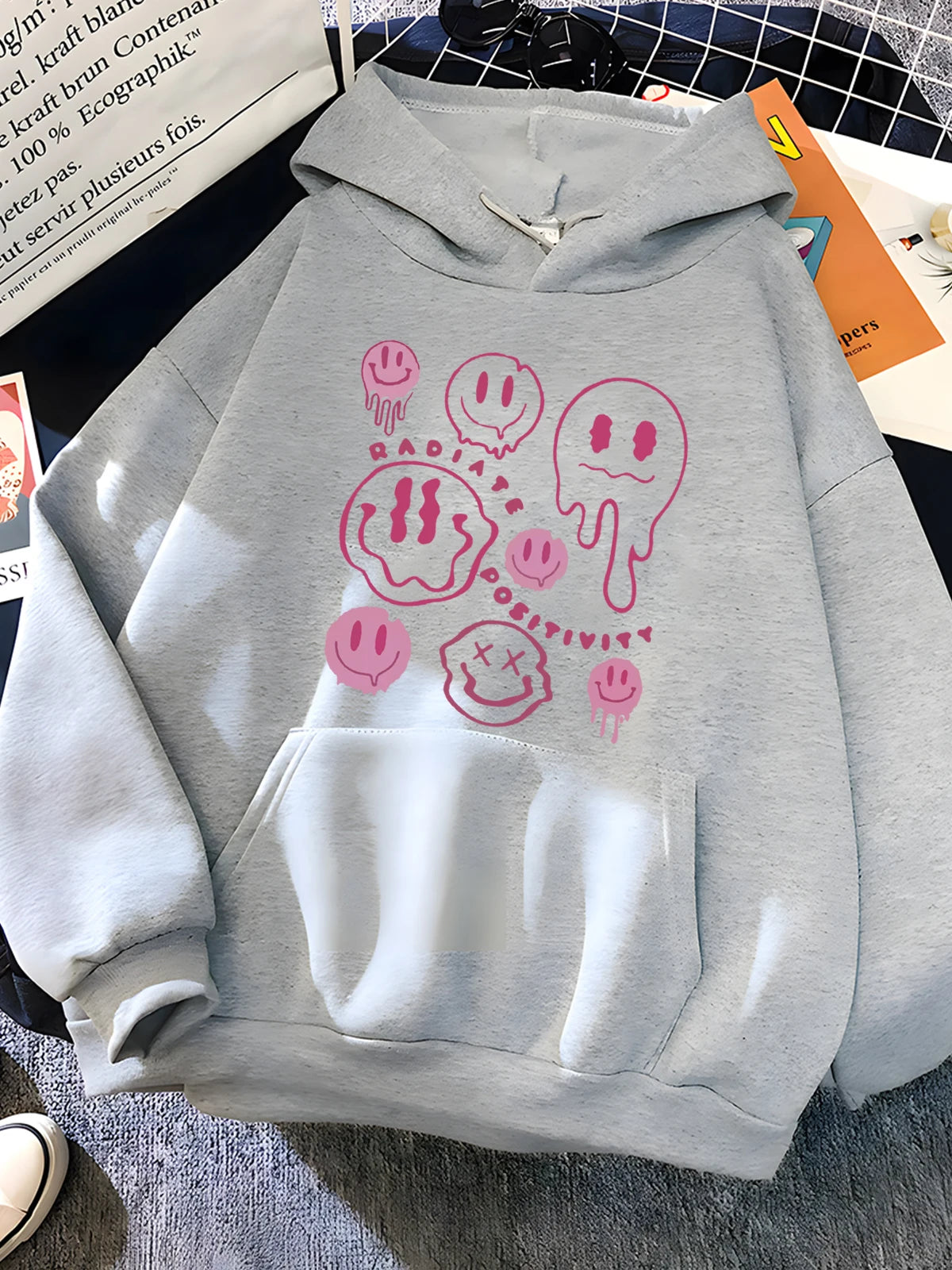 Hirsionsan Funny Graphic Print Hoodies Women Soft Loose Sportwear