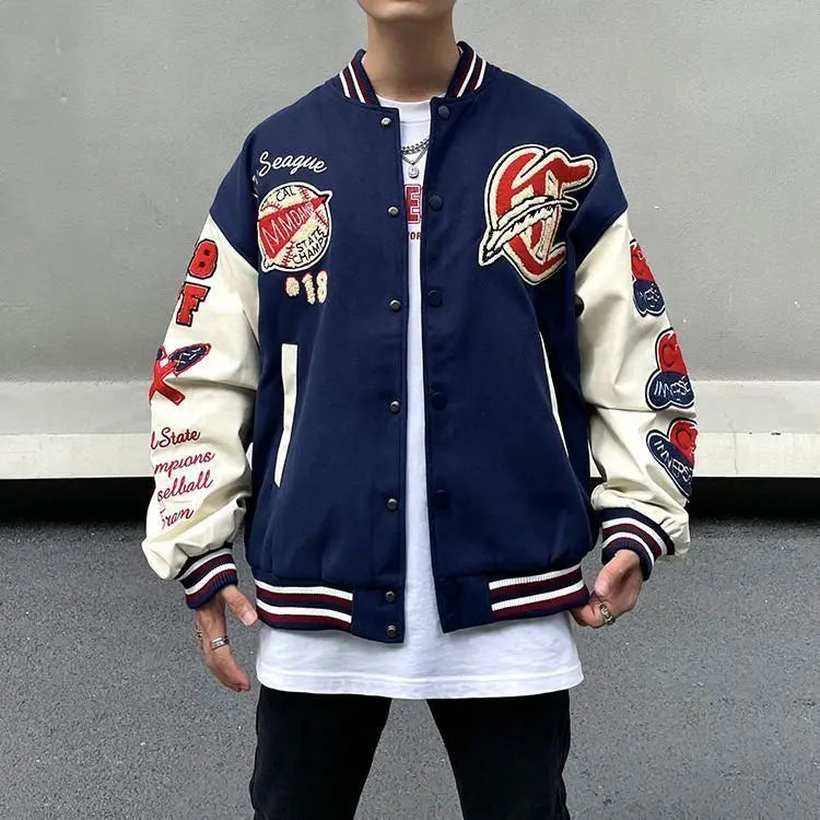 American Baseball Uniform for Men, High Street, Hip-Hop Coat, Towel Embroidered, Goth, Retro, Casual, Loose, Joker Couple Jacket