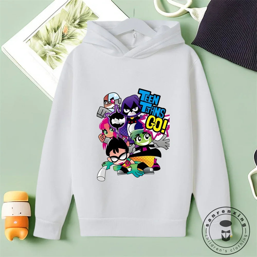 Marvel Teen Titans Go Kids Hoodie Kids Girls Clothing Fashionable Baby Boy Clothes Autumn Warm Sports Tops Back to School Gift