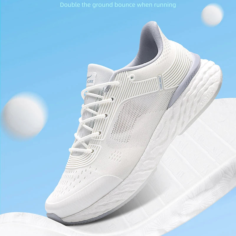 ONEMIX Ivory White Running Shoes For Men Chunky Sneakers Marathon Trainers Footwear Breathable Mesh Women Walking Tennis Shoes