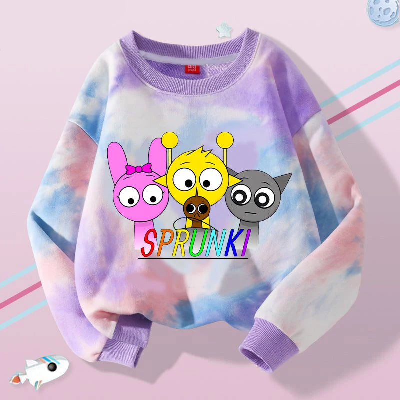 New Sprunki Kids Sweatshirt Cartoon Game Figure Printed Tops Boys Winter Casual Sports Sweatshirts 2024 Autumn Children Clothing