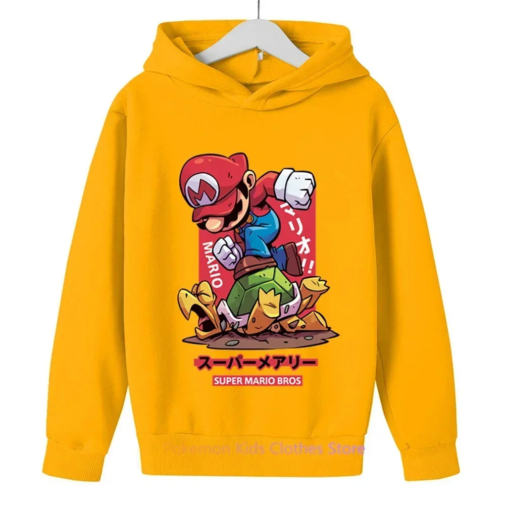 Spil Super Mario bros Hættetrøje til børn Overdele Langærmede Drenge Tøj Piger Baby tegneserie Børn Mode Forår Efterår Sweatshirt