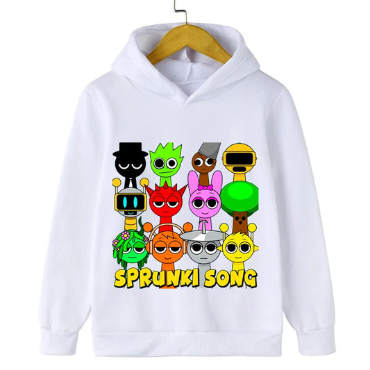 Sprunki Cartoon Game Hoodie for Boys Girls Autumn Long Sleeve Harajuku Sweatshirts Casual Hooded Tops Anime Hoodie Kids Clothes