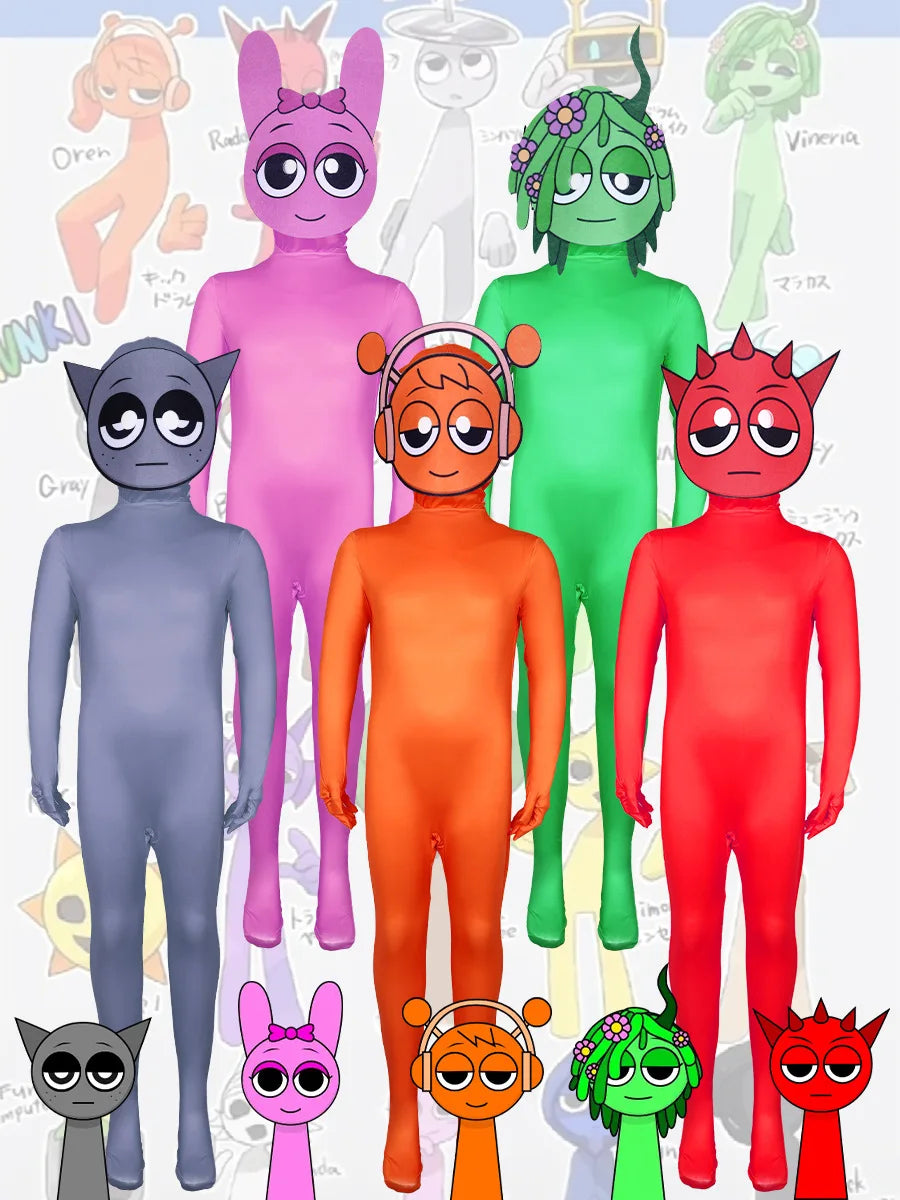 Sprunki Jumpsuit Sprunki Cosplay Costumes Sprunki Incredibox Cosplaly Jumpsuit For Kids Adults Clothing Sprunki Wenda  Cosplay