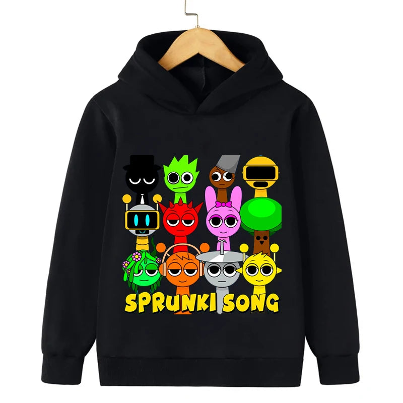 Sprunki Cartoon Game Hoodie for Boys Girls Autumn Long Sleeve Harajuku Sweatshirts Casual Hooded Tops Anime Hoodie Kids Clothes