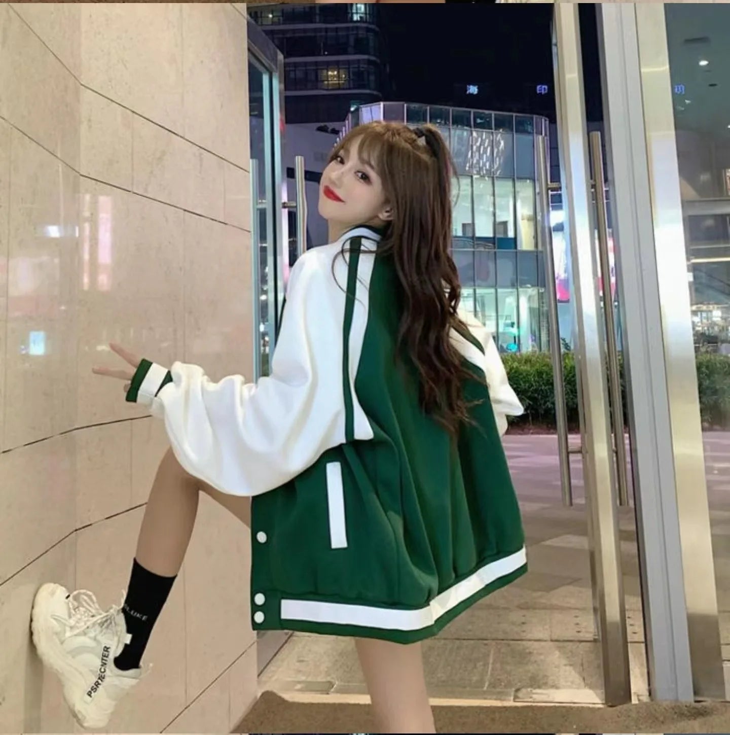 American style fashion sports wind baseball Women's Clothing spring and autumn Preppy Style jacket loose-fitting printed jacket