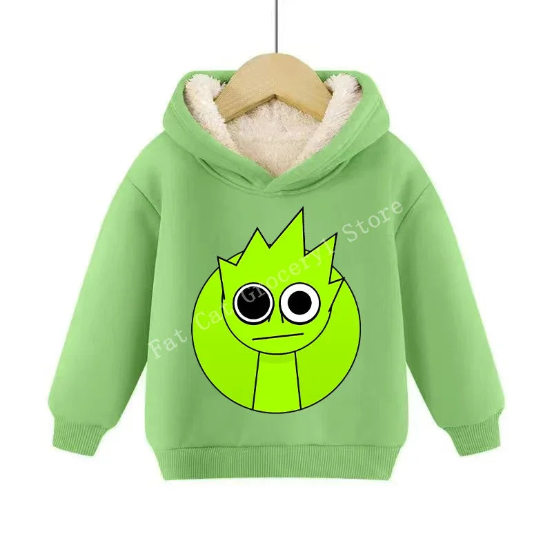 Sprunki Cute Hoodies Kids Incredibox Anime Action Figures Sweatshirt Boys Girl Winter Thickening Children Clothes Gift Hot Sales