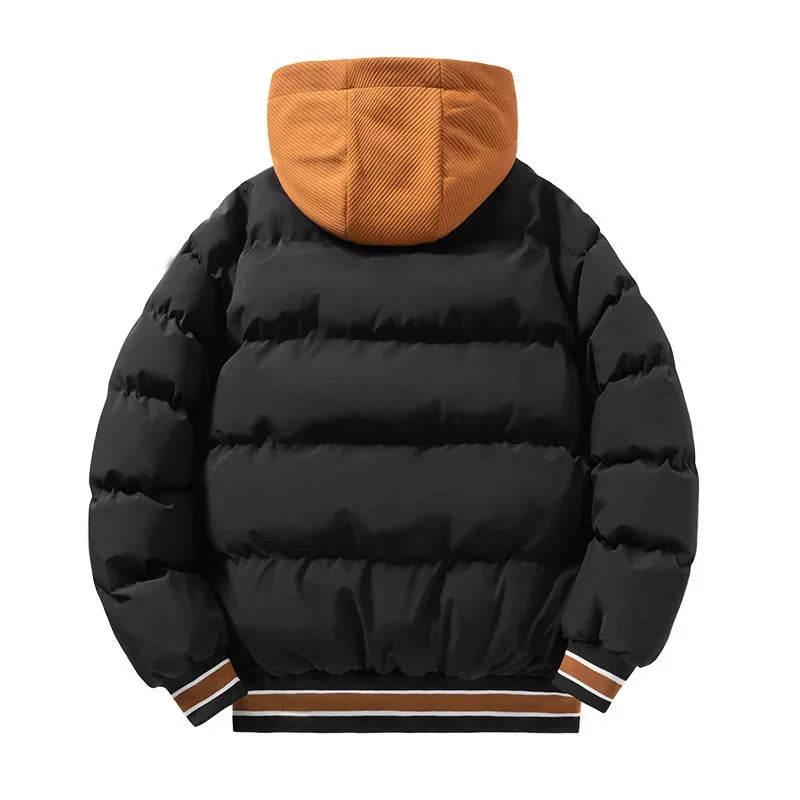 Winter New Men's Hooded Cotton Coat Jacket Warm Cotton-padded Casual Trendy Two-piece Illusion Padded Jacket Top For Youth