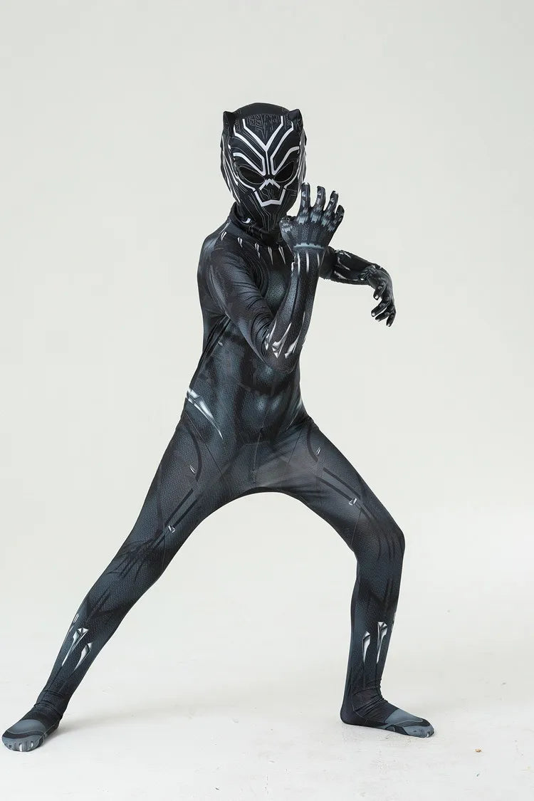 Anime Superhero Black Kids Panther Men Boys Adult Jumpsuits Children Panther Cosplay Halloween Costume Bodysuits Dress Up New