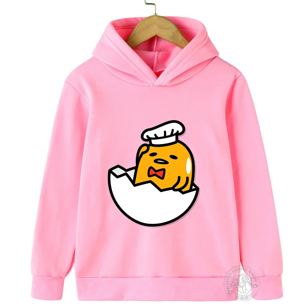 2024 New Cute Gudetama Hoodie Kids Spring/Autumn Clothes Girls Sweatshirts Spring Boys Long Sleeves Hoodies Cartoon Hooded Tops