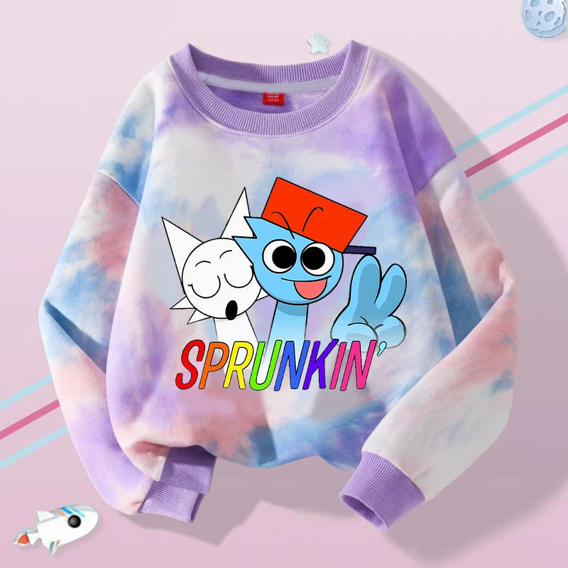 New Sprunki Kids Sweatshirt Cartoon Game Figure Printed Tops Boys Winter Casual Sports Sweatshirts 2024 Autumn Children Clothing