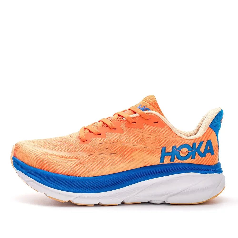 HOKA Clifton 9 Women and Men Black Gold Fabric Non-slip Wear-resistant Low-top Running Shoes Trainer Sneakers