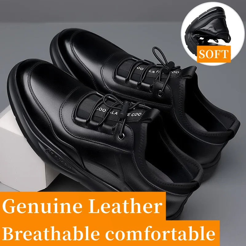 Genuine Leather Men's Business Casual Shoes Breathable Comfortable No Slip Versatile Shoes Loafers Men Sneakers Chaussures Homme