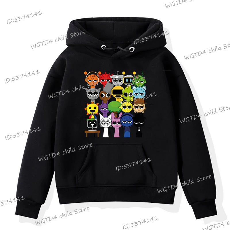 Sprunki Game Figure Hoodies Boys Girls Travel Sweatshirts Cartoon Incredibox Game Long Sleeve Streetwear Funny Sprunki Hoodie