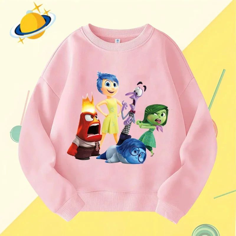 Inside Out children's crew neck hoodie Disney cartoon print autumn winter long sleeve sweatshirt Boys girls Kawaii casual top