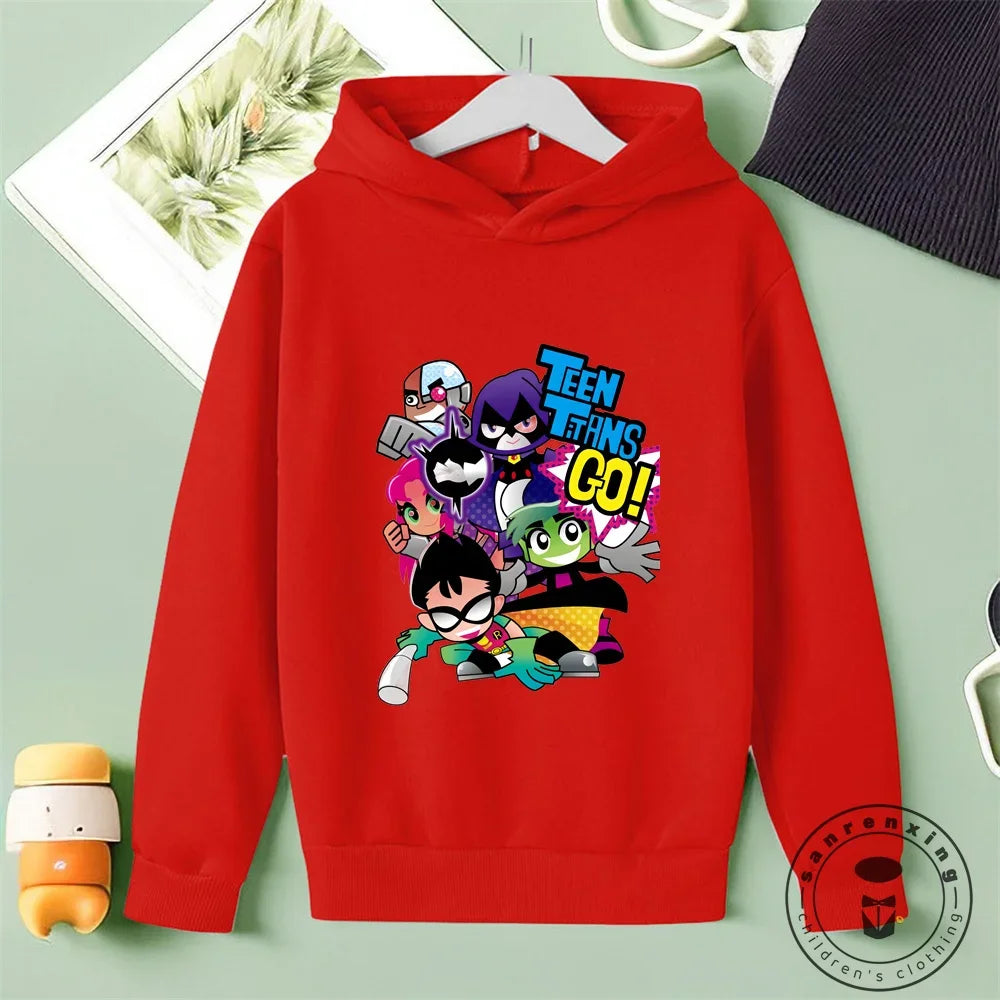 Marvel Teen Titans Go Kids Hoodie Kids Girls Clothing Fashionable Baby Boy Clothes Autumn Warm Sports Tops Back to School Gift